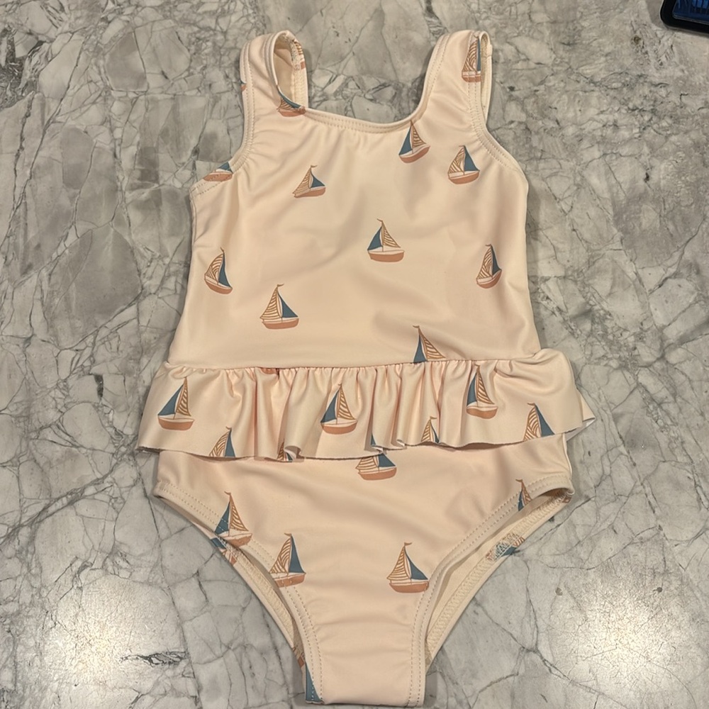Rylee + Cru Cream and Blue One Piece Swim